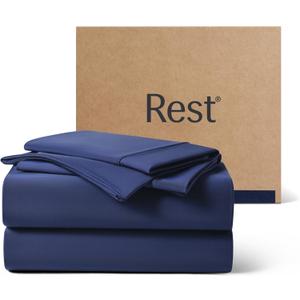 REST Evercool+ Starter Sheet Set, King, Blue, Breathable Bed Sheets for Hot Sleeper and Night Sweats, with Pillowcases, with Ionic+ Self-Cleaning Silver Yarn for Sensitive Skin, 3PCS No Flat Sheet