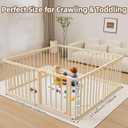 Baby Playpen, Foldable Wooden Playpen for Babies and Toddlers | Adjustable Multi-Shape Play Yard with Gate, 8 Panels Baby Fence, Indoor Play Area, Child Activity Center