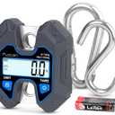 Fuzion Mini Crane Scale - Hanging Scale 440lb/200kg/1960N, Deer Scale Hanging with Large LCD Display, Hold & Tare Functions, No Assembly Needed (Grey+Blue)