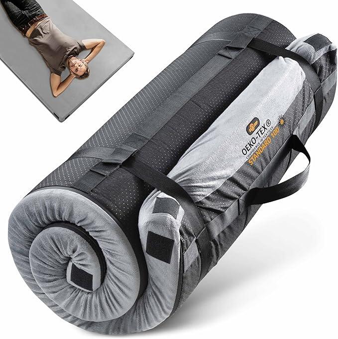 3 Inch GAIALOOP Thick Memory Foam Camping Mattress Sleeping Pad [Car/Tent/Cot] Glamping Portable Floor Mat Roll Up Futon Mattress for Guests Sleepover, 72*24*3