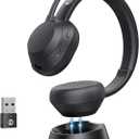 Wireless Headset, Bluetooth Headphones with Mic(AI Noise Cancelling), 65 Hrs Working Time with USB Dongle, Wireless Headset with Mic for Work from Home/Computer/Laptop/PC/Android (Black)