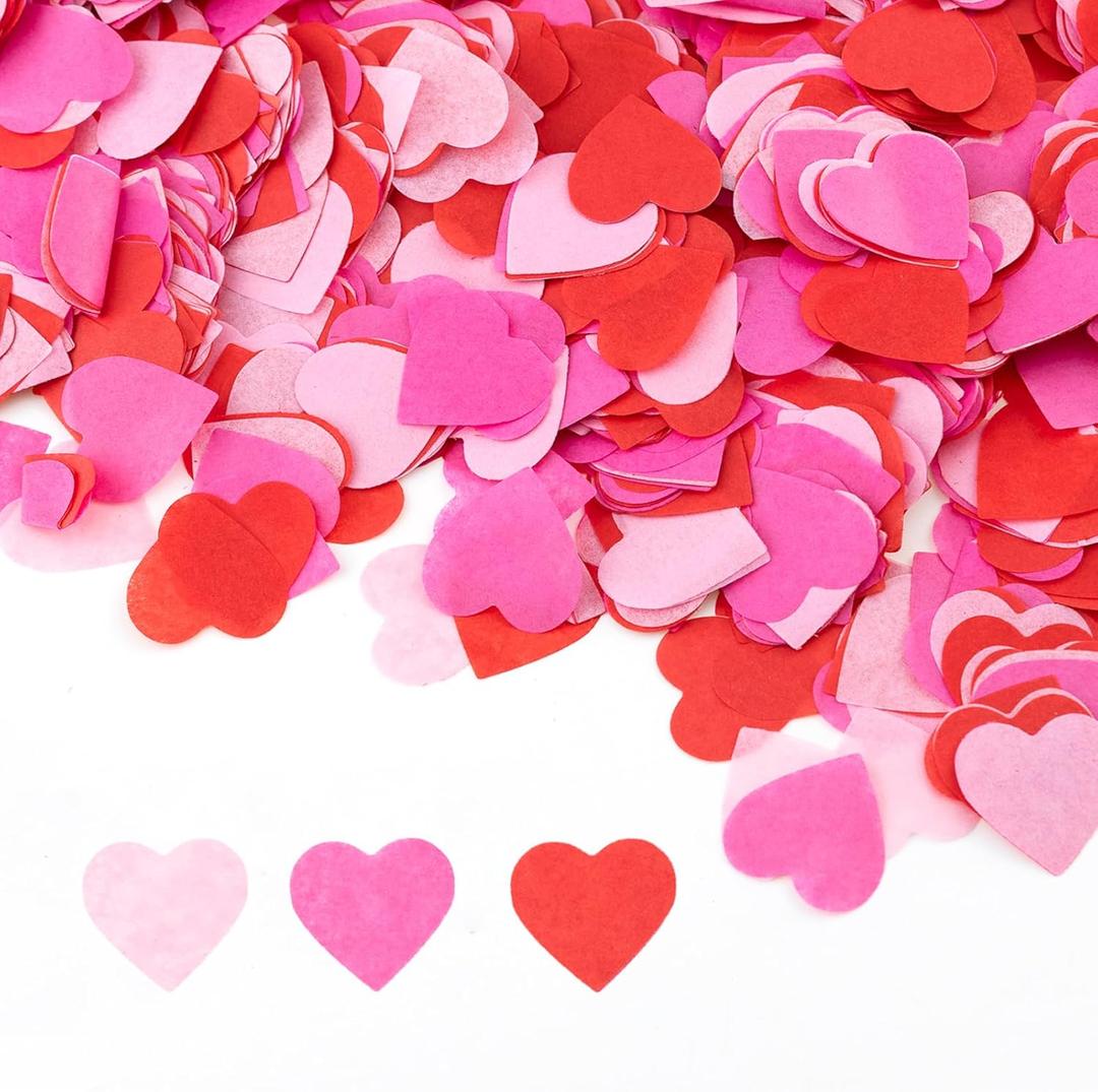 6000pcs Valentine's Day Heart Confetti Decoration, Paper Heart Shaped Table Confetti for Valentine's Day Wedding Engagement Anniversary Birthday Party Decoration (Red+pink)