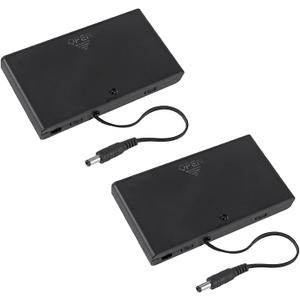 (2-Pack) 12V LED Neon Battery Pack for Neon Signs & LED Decorations, 8-AA Battery Holder with DC Connector