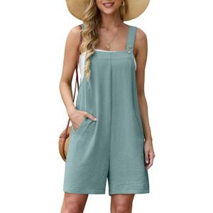 Lepunuo Rompers for Women Summer Boho Loose Fit Sleeveless Short Jumpsuits Overalls Vacation Outfits, 2XL