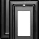 Monarch Abode Rocker Light Switch Cover Plate  1-Gang Matte Black Decorator Wall Plates, Architectural Decorative Outlet Covers Wall Plates for Receptacle, GFCI Electric Outlet Cover, Pack of 2