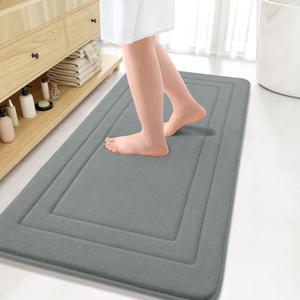 Arotive Memory Foam Bathroom Rug Mat 47x24, Ultra Soft and Absorbent Bath Mat, Machine Wash Dry, Comfortable Bath Rug Carpet for Bathroom Floor, Tub and Shower, Grey