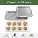 ROTTAY Baking Sheet, Half Sheet Pan with Cooling Rack Set [2 Pans + 2 Racks], Stainless Steel Baking Pan for Oven, Warp Resistant & Heavy Duty & Rust Free, Size 18 x 12 x 1 Inches