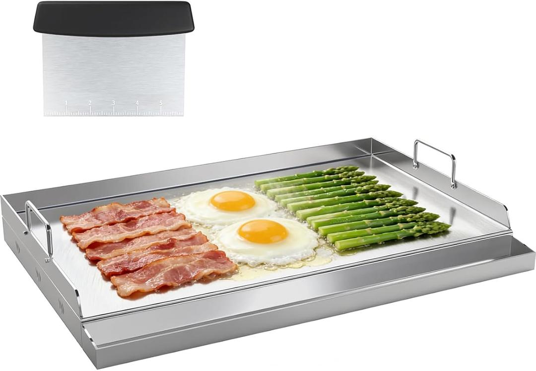 COZEER Stainless Steel Griddle 17＂×13＂, Nonstick Griddle for Gas Grill