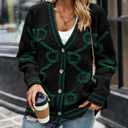 PRETTYGARDEN Women's Spring Fall Chunky Knit Cardigan Sweaters Casual Open Front Button Up Winter Coats Outerwear (Black, S)