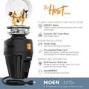 Moen Black EX Series Host Series 3/4 Horsepower Improved Installation Garbage Disposal, EX75C, 3/4 HP