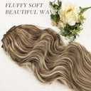 NAYOO Clip in Hair Extensions for Women 20 Inch Long Wavy Curly Medium Brown Ash Blonde Hairpieces Full Head Synthetic Hair Hairpieces (6PCS, Medium Brown Ash Blonde)