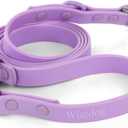 Wisedog Waterproof Dog Leash  5ft/6ft Adjustable with 2 Metal Swivel Hooks, Easy to Clean Dog Leashes for Small, Medium, Large Breed Dogs (Lilac M) (5 ft  3/4 in)