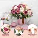 Geosar 8 Bundles Artificial Peonies Flowers Fake Silk Peony Bouquet Faux Peonies Flowers Bulk for Decoration Vase Floral Arrangements Wedding Party Table (Dusty Pink,Dusty Rose)