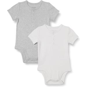 Amazon Essentials Unisex Babies' Short Sleeve Henley Bodysuit, Pack of 2