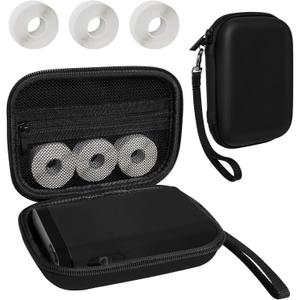 Teyomi Case Compatible with NELKO P21, for NIIMBOT D110, for JADENS D110 Label Maker with 3 Roll Label Tape(Label Paper 1/2" x 1 1/2" (12mm X 40mm))-Hard Shell Storage Bag-Black