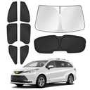 Canvcle Sunshades for 2021-2025 2026 Toyota Sienna Accessories Windshield Sun Shade Side Rear Window Shade Cover Sun Visor Shield Privacy Protection for Camping Keep Vehicle Cool Black 8PCS
