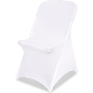 White Chair Covers Stretch Folding Chair Covers Universal Spandex Fitted Chair Slipcovers for Wedding Dining Party Banquet Holidays Celebration Trade Show Craft Show Decoration (100 Pack)