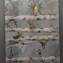 Large Tree Wall Art Hand-Painted Landscape Forest Oil Painting Gallery Wrapped Framed Canvas Gold Bird Birch Artwork 'White Birch at Night' for Living Room Bedroom Office Dcor Teal White 48"x24" (48L" x 24W", Bird and Tree Wall Art)