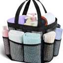 Attmu Mesh Shower Caddy Portable, Quick Dry Hanging Shower Tote Bag for College Dorm Room Essentials, Large Capacity Shower Caddy Dorm for Bathroom Gym Swimming, Black