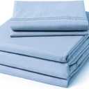 ClevaHome Twin Size Sheet Set - 4 Piece Soft Breathable Luxury Bed Sheet Set - Shrinkage & Fade Resistant Embroidered Bedding Sheet with Deep Pocket, 2 Extra Pillowcases (Twin, Chambray Blue)