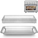 Stainless Steel Baking Tray Pan and Air Fryer Basket Compatible with Cuisinart Airfryer TOA-060 and TOA-065 for Cuisinart air fryer replacement parts