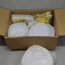 Goodluck 700 Piece Gold Dinnerware Set for 100 Guests, Disposable for Party, Include: 100 Gold Rim Dinner Plates, 100 Dessert Plates, 100 Paper Napkins, 100 Cups, 100 Plastic Silverware Set