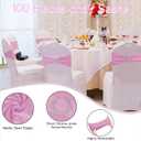 WJWHQ 100PCS Spandex Stretch Chair Sashes Bows Elastic Chair Cover Bands Ties with Buckle Slider for Wedding Party Reception Events Universal Ceremony Banquet Decorations(Pink)