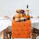 Fall Table Runner, Orange Pumpkins 3D Faux Fur Table Runners, Soft Thanksgiving Halloween Table Decor for Indoor Outdoor, Autumn Home Party Decor, 13*72 Inch