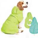 Kimee Dog Raincoat Reversible, Single Side Slicker Poncho Adjustable Waterproof Dog Rain Jacket with Leash Hole/Reflective Stripe Hooded Snowproof Windproof Clothes Dogs, L