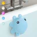 Bathroom Bathtub Overflow Drain Cover- Silicone Bath Tub Drain Cover, Tub Overflow Drain Stopper with Suction Cups, Adds Inches of Water for Deeper Bath, Cute Bathroom Accessories, Baby Blue