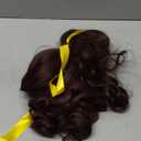 Half and Half Long Brown Curly Princess Wig with Bun + Yellow Ribbon + Wig Cap, 23.6'' Dark Brown Costume Wave Wigs for Women Halloween Party