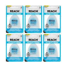 REACH Ultraclean Dental Floss, Mint, Plaque Remover for Teeth, Shred Resistant, Waxed, Easy on Gums & Teeth, Mint, Oral Care, PFAS Free, for Adults & Kids, 6 Pack, 30 yd
