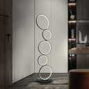 LED Modern Floor Lamp for Bedroom, 3 Way Bright Dimmable Corner Floor lamp with 5-Ring 2-in-1 Standing Tall End Table Lamp for Living Room & Office Reading Light, 3260LM, 6000K, Black.