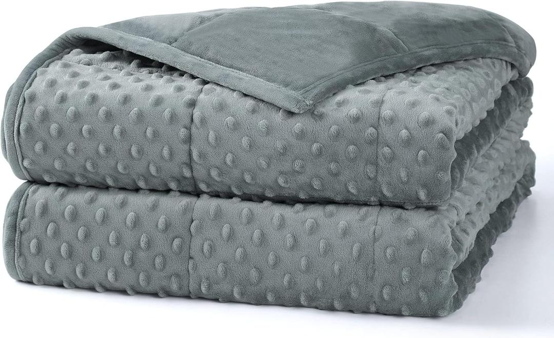 Alomidds Weighted Blanket (60"x80",15lbs Queen Size - Grey), Weighted Blankets for Adults and Kids, Cooling Breathable Soft and Comfort Minky, Heavy Blanket Microfiber Material with Glass Beads