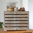 Vintage Wooden Storage Box with 6 Drawers Desktop Organizer Cabinet Rustic Farmhouse Distressed Decor Jewelry Cosmetics Craft Paper Small Tool Library Card Catalog Cabinet for Home Office Desk Brown