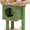 PAWZ Road Cat Tree for Indoor Cats, 26 Inches Cactus Cat Tower with Large Perch, Private Condo, Small Cat Condo with Spring Ball & 2 Scratching Posts for Cats