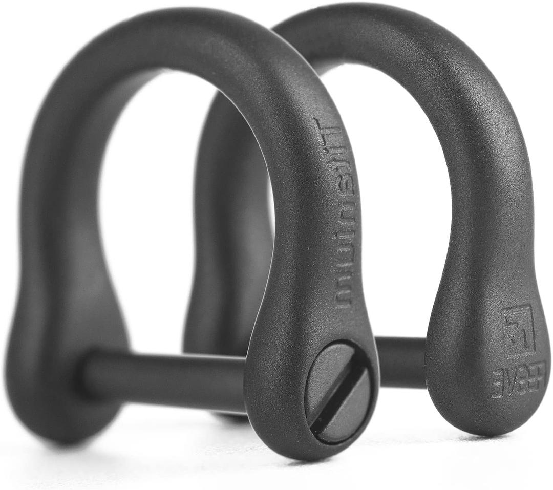 FEGVE Small Titanium Key Ring with Screw Shackle - Car Fob Keychain Heavy Duty Strong Mini Titanium D Rings -1/3 Inch/9mm (Black 2 Pack)