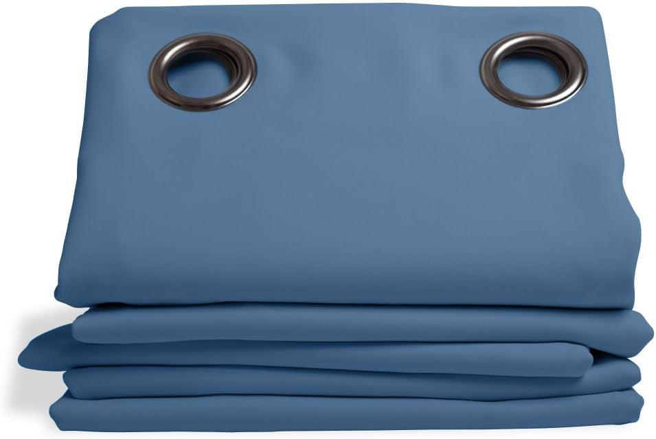 Moondream ThermActiv 2-in-1 Thermal Insulated & Blackout Curtain | Winter+Sommer | 100% Light Blocking | Patented Technology | Made in Europe | Grommet | 55" W x 84" L | Blue - Lobelia MC666