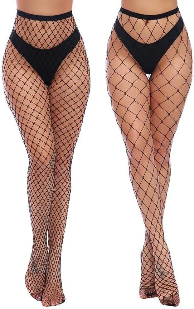 Charmnight Womens High Waist Tights Fishnet Stockings Thigh High Pantyhose (One Size, Black-g5)