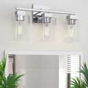 Espird Chrome Bathroom Vanity Light - 3 Light Bathroom Light Fixture Square Design & UL Certification, Bath Room Lighting Fixtures Over Mirror, Modern Vanity Lighting Fixture for Living Room