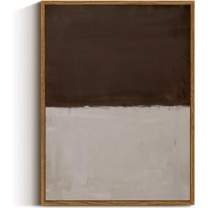VIYYIEA Modern Abstract Framed Wall Art, Brown Grey Wall Art Bedroom Neutral Decor, Canvas Print Color Pictures, Living Room Vintage Decor, 12x16 inch