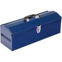 Portable Metal Tool Box, Steel Tool Storage Box with Handle, Hip Roof Style Tool Chest with Metal Latch Closure for Workshop, Garage, Home, 19"L x 6"W x 6.5"H, Blue
