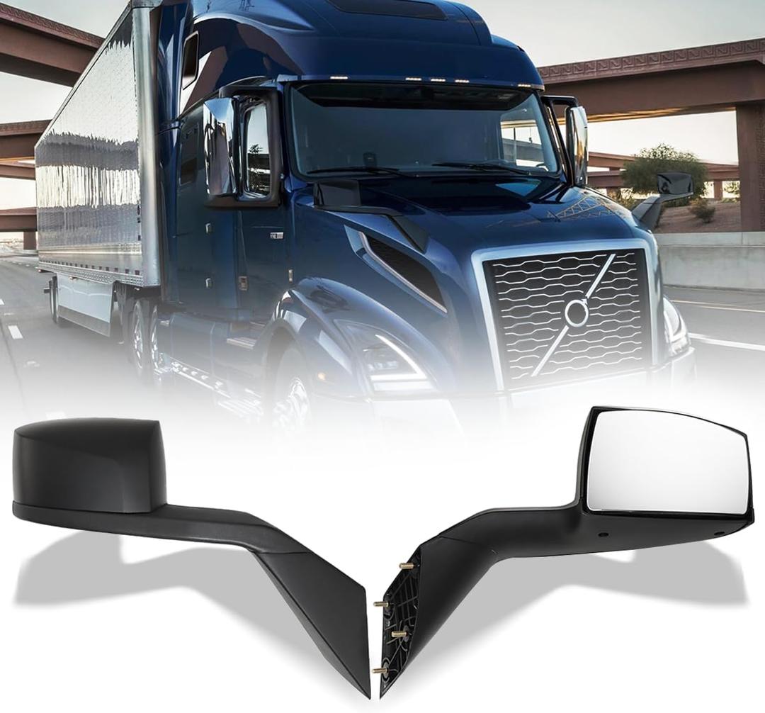 Hood Mirror Left Driver Side & Right Passenger Side Replacement for Volvo VNL 2018-2024 (Black, Left)