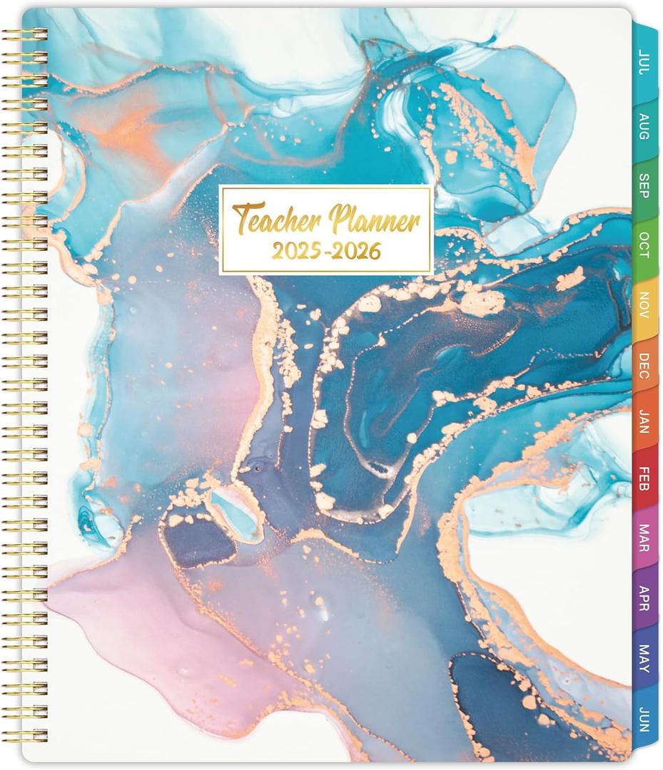 Teacher Planner 2025-2026 - 2025-2026 Teacher Planner Weekly & Monthly with Colorful Tabs, July 2025 - June 2026, 8.5" x 11", Academic Lesson Planner Book for Teachers, Twin-Wire Binding - Waterink