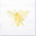 WRAPAHOLIC 50Pcs Bee Wedding Napkins - 3-Ply Gold Foil Bee Disposable Paper Luncheon Napkin for Engagement Wedding Party Supplies Tableware - 6.5 x 6.5 In