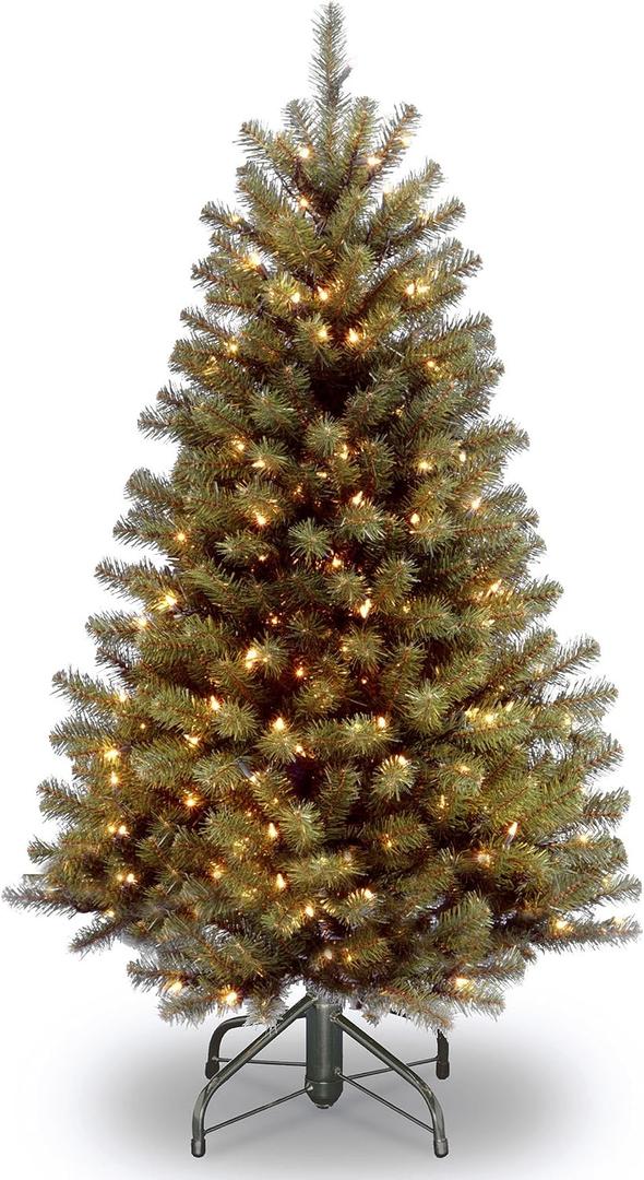 National Tree Company 5 ft Pre-Lit North Valley Spruce Artificial Christmas Tree, 300 Warm White LED Lights, 488 Tips, Includes Stand, Green