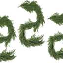 3 Pack 6ft Christmas Garland Decor Artificial Norfolk Pine Garlands, Real Touch Artificial Faux Greenery Garland for Fireplace Mantle, Wall, Stairs, Porch Holiday Indoor Outdoor Decorations