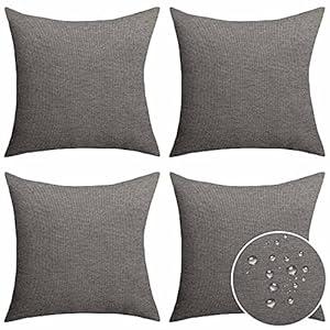 Home Brilliant 20x20 Pillow Covers Outdoor Throw Pillow Shams Grey Cushion Covers, 20 inches, 50 cm, Pack of 4, Dark Grey
