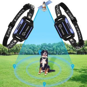 GPS Wireless Dog Fence, Electric Dog Collar Fence,Adjustable Warning Strength, Pet Containment System for Outdoor, Suitable for All Dogs,Rechargeable, Outdoor Use Only