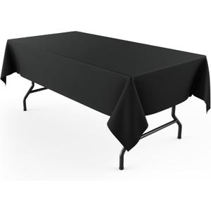 Pureegg Durable Table Cloth 60" x 102" - Reusable Polyester Black Tablecloths for Rectangle Tables, Washable Fabric Table Cover for Holiday Party, Dinner, Wedding & Baby Shower, 1 Pack